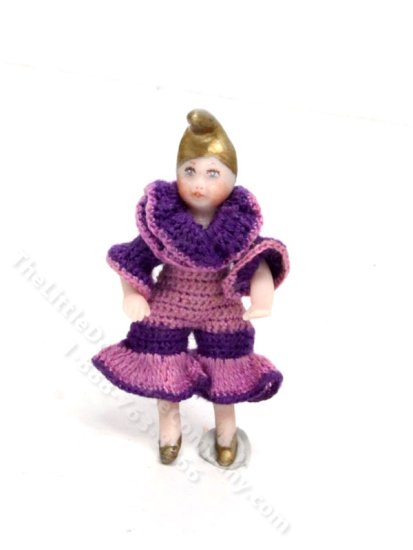 (image for) Handmade Miniature Doll in Crocheted Suit