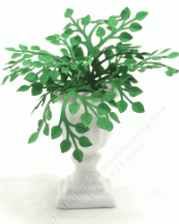 (image for) Miniature White Ceramic Urn With Rose or Pinnate Leaves