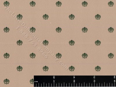 (image for) Green Fans on Beige Miniature Wallpaper for Dollhouses