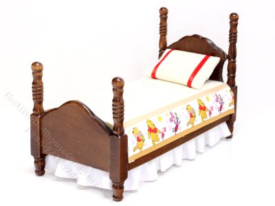 (image for) Miniature Walnut Twin Bed with Winne the Pooh Bedding by Janet