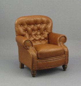 (image for) Dollhouse Tufted Tan Leather Club Chair by Judith Blondell