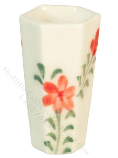 (image for) Miniature Red Flower Hexagonal Vase for Dollhouses