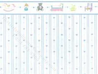 (image for) Blue Dollhouse Heart Miniature Wallpaper for Dollhouses