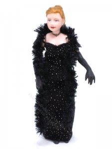 (image for) Miniature Porcelain Helen Doll in Formal Gown by Cindy's Dolls