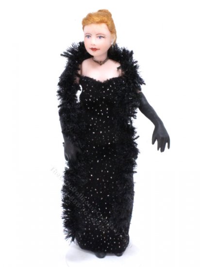 (image for) Miniature Porcelain Helen Doll in Formal Gown by Cindy's Dolls