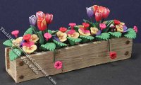 (image for) Miniature Tulips/Pansies in Wooden Window Box for Dollhouses