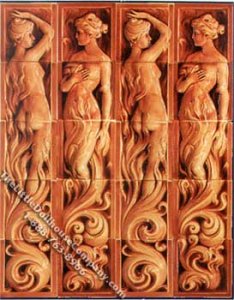(image for) Dollhouse Scale Model Wall Tiles, Classical Statues of Women