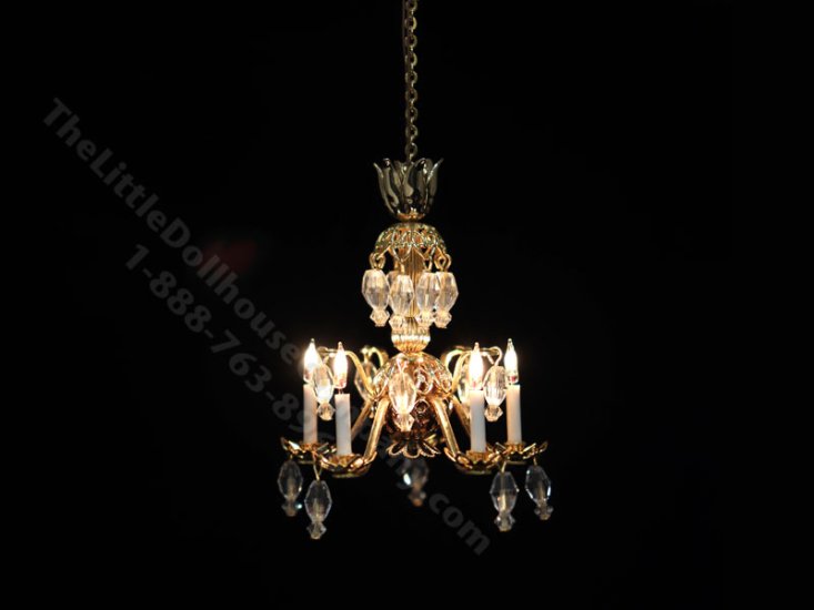 (image for) Dollhouse Miniature Hariette 5-Arm Chandelier - 12V