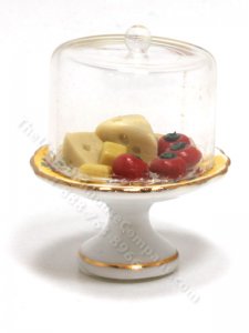 (image for) Miniature Cheese and Tomatoes on Porcelain Stand With Dome