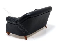 (image for) Miniature Black Leather 1880's Sofa For Dollhouses