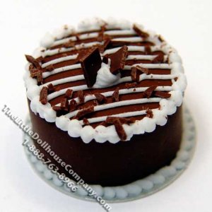 (image for) Dollhouse Scale Model Chocolate Cake w/Chocolate Chunks