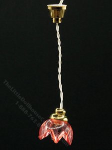 (image for) Miniature 12V Plug-In Pink Pendant Ceiling Light for Dollhouses