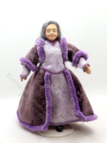 (image for) Miniature Handcrafted Tudor Elder in Purple Velvet Dress