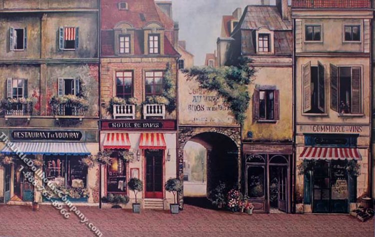 (image for) Paris Street Scene #2 Miniature Mural for Dollhouses