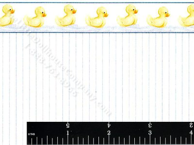 (image for) Yellow Stripe Wallpaper w/ Duck Border for Dollhouses
