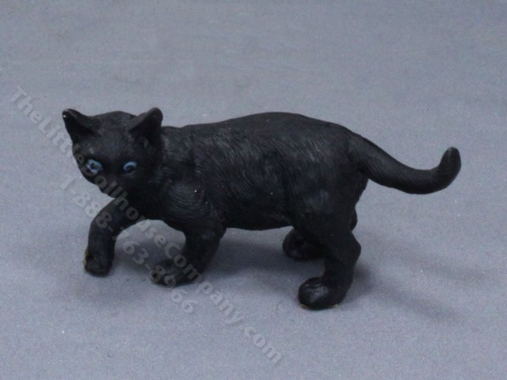 (image for) Miniature Walking Black Cat for Dollhouses
