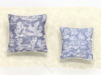 (image for) Miniature Steel Blue Toile Two Piece Pillow Set