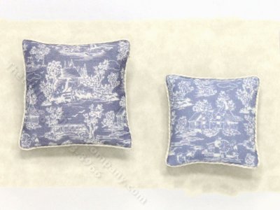 (image for) Miniature Steel Blue Toile Two Piece Pillow Set