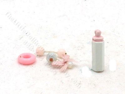 (image for) Miniature Set of Baby Accessories in Pink