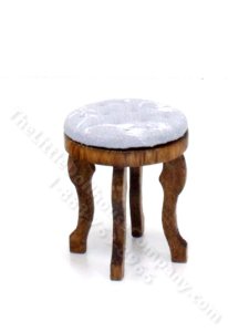 (image for) Miniature Walnut Vanity Stool for Dollhouses