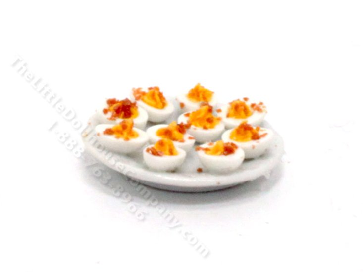 (image for) Miniature Silver Tray of Deviled Eggs for Dollhouses