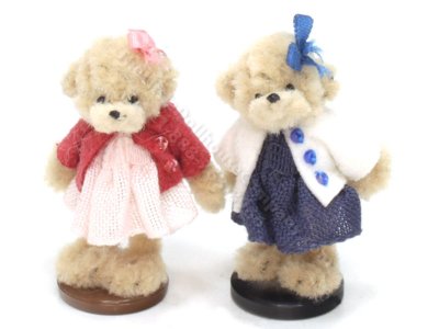 (image for) Miniature Tiny Standing Teddy Bear in Dress by Sue Wilkes