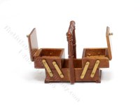 (image for) Miniature Accordion Sewing Box for Dollhouses - Walnut