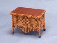 (image for) Miniature Brown Wicker Coffee Table with Design for Dollhouse
