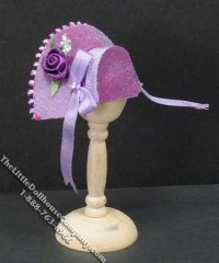 (image for) Miniature Lavender Bonnet w/Lavender Ribbon Strap for Dollhouses