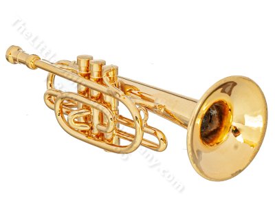 (image for) Miniature 2.125 Brass Pocket Trumpet For Dollhouses