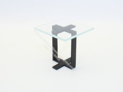 (image for) Contemporary Glass Side Table w/ Black Base by Warren Richardson