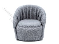 (image for) Miniature Faux Sherpa Round Chair for Dollhouses - Grey