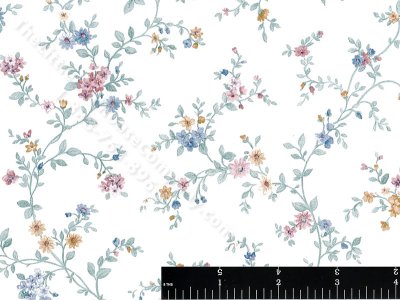 (image for) Blue Floral Vine Miniature Wallpaper for Dollhouses