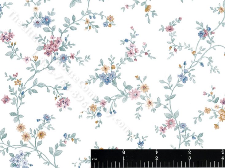 (image for) Blue Floral Vine Miniature Wallpaper for Dollhouses