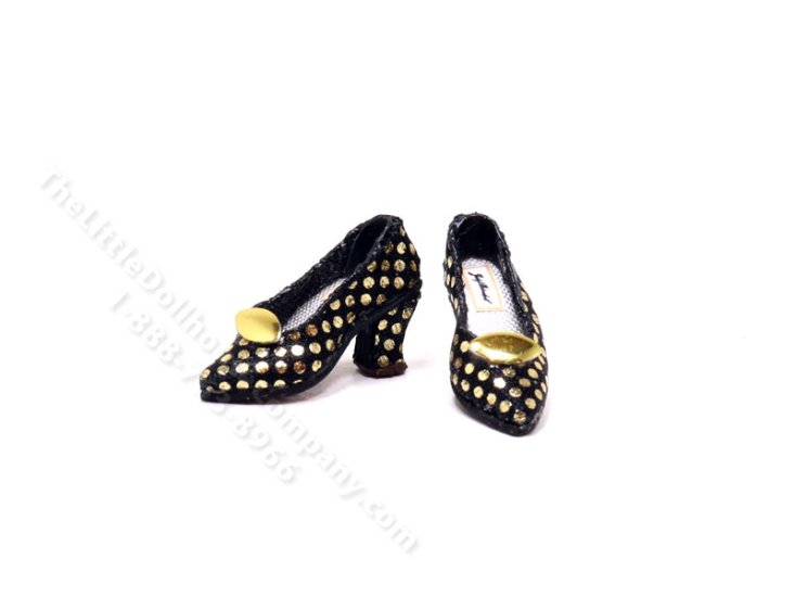 (image for) Black Heels with Gold Polka Dots and Buckle by Judith Blondell