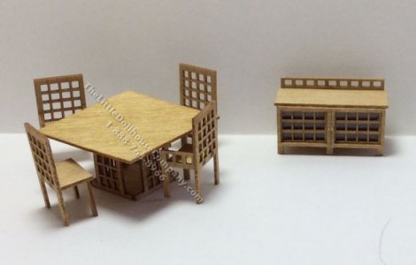 (image for) 1:48 Scale 6pc Modern Dining Room Kit