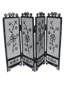 (image for) Miniature Four-Panel Black Wire Dressing Screen