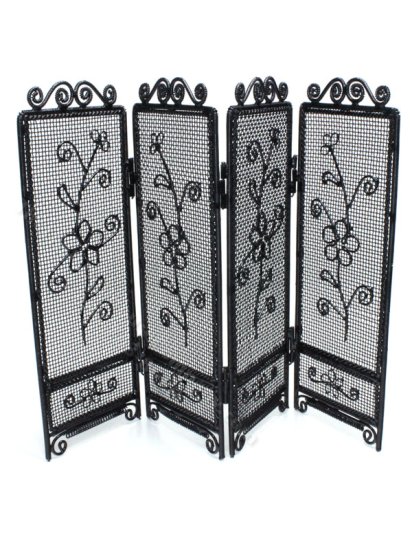 (image for) Miniature Four-Panel Black Wire Dressing Screen