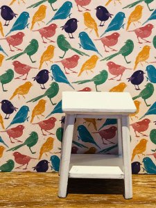 (image for) Dollhouse Scale Model Wallpaper - Colorful Birds - 3pc Set