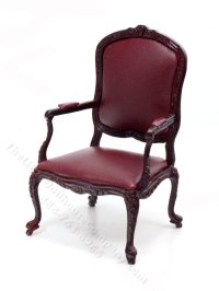 (image for) Miniautre Mahogany and Leather Armchair for Dollhouses