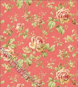 (image for) Dollhouse Scale Model Wallpaper Orange Emma Rose Pattern