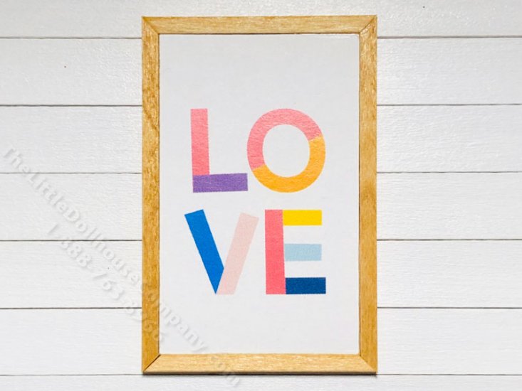 (image for) Miniature Colourful 'Love' Rectangular Framed Print on Wood