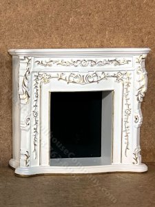(image for) Miniature White and Gold Fireplace for Dollhouses