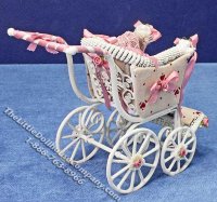 (image for) Miniature White Stroller w/Pink Blanket by Serena Johnson