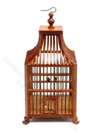 (image for) Miniature Victorian Bird Cage for Dollhouses - Walnut