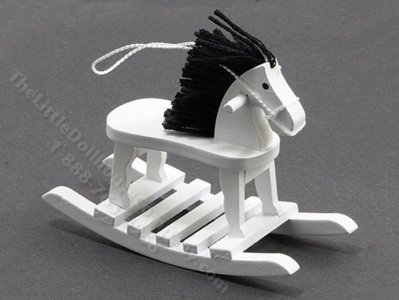 (image for) Miniature White Rocking Horse for Dollhouses