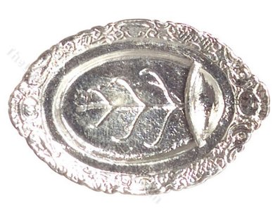 (image for) Miniature Oval Silver Leaf Tray for Dollhouses