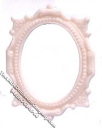 (image for) Miniature Antique White Oval Frame for Dollhouses