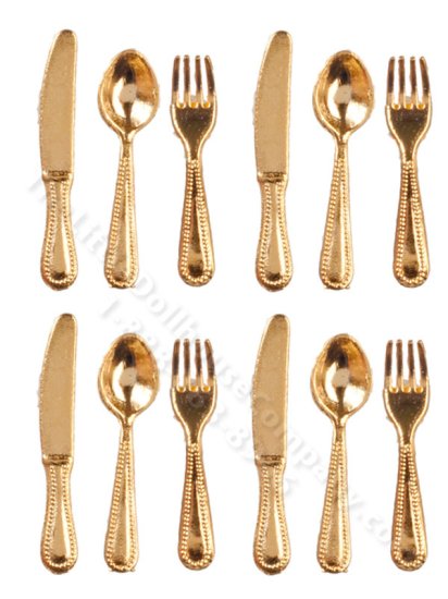 (image for) 12 Piece Kensington Gold Flatware Cutlery Set