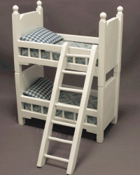 (image for) Miniature White Kid's Bunk Bed with Blue Winnie The Pooh Bedding